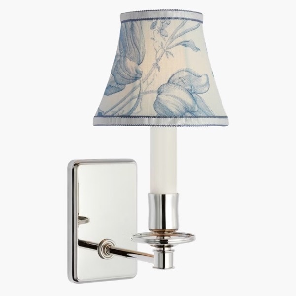 【Visual Comfort】アメリカ・ウォールライト「Tara Small Sconce」1灯 シルバー・ブルー（デルフト）（W127×D178×H254mm）