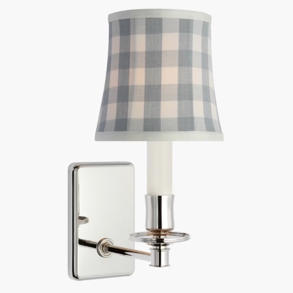 【Visual Comfort】アメリカ・ウォールライト「Tara Small Sconce」1灯 シルバー・ブルー（チェック）（W127×D178×H254mm）