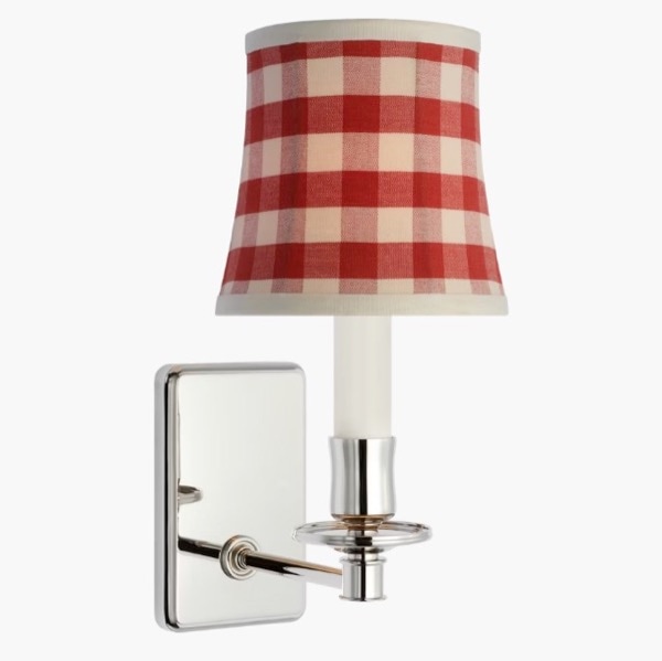 【Visual Comfort】アメリカ・ウォールライト「Tara Small Sconce」1灯 シルバー・レッド（チェック）（W127×D178×H254mm）