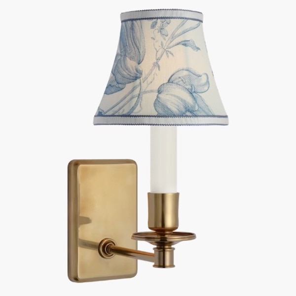 【Visual Comfort】アメリカ・ウォールライト「Tara Small Sconce」1灯 ゴールド・ブルー（デルフト）（W127×D178×H254mm）