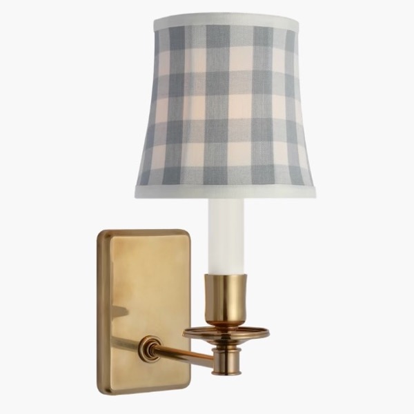 【Visual Comfort】アメリカ・ウォールライト「Tara Small Sconce」1灯 ゴールド・ブルー（チェック）（W127×D178×H254mm）
