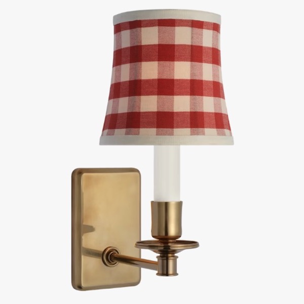 【Visual Comfort】アメリカ・ウォールライト「Tara Small Sconce」1灯 ゴールド・レッド（チェック）（W127×D178×H254mm）