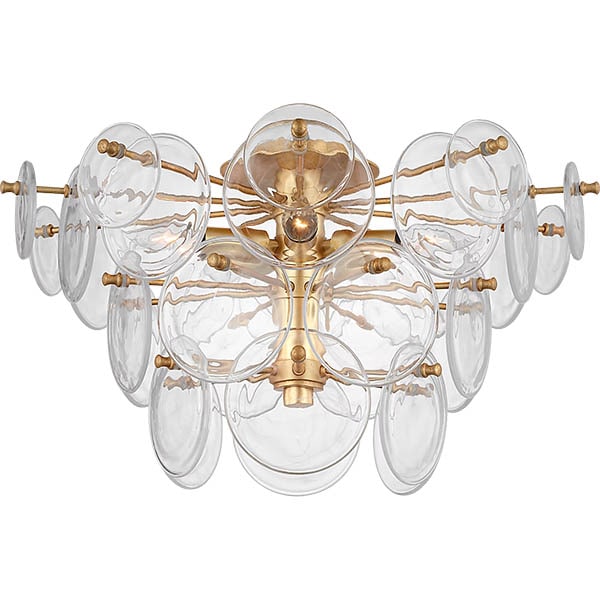 【Visual Comfort】アメリカ・デザイン照明 フラッシュマウント「Loire Medium Tiered Flush Mount」4灯・ゴールド・クリア（W330×H305mm）