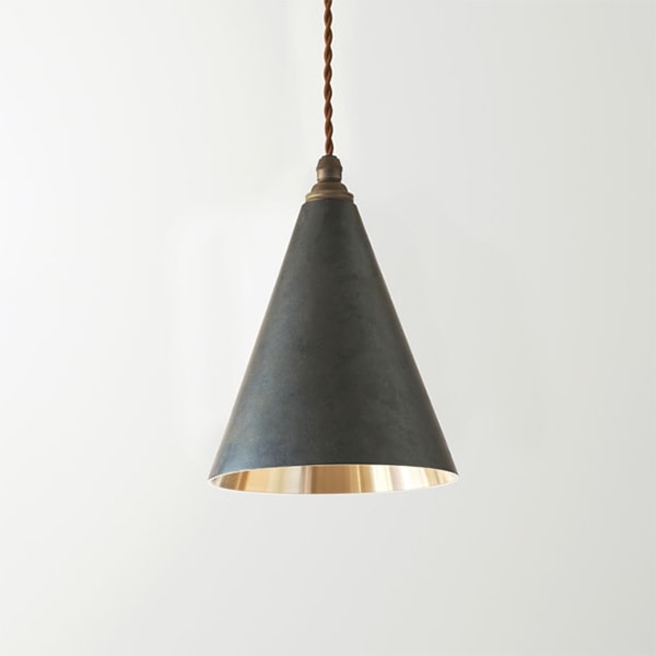 【FUTAGAMI】「ペンダントランプ 円錐 長 削りだし」1灯・黒ムラ（φ161×H210mm）