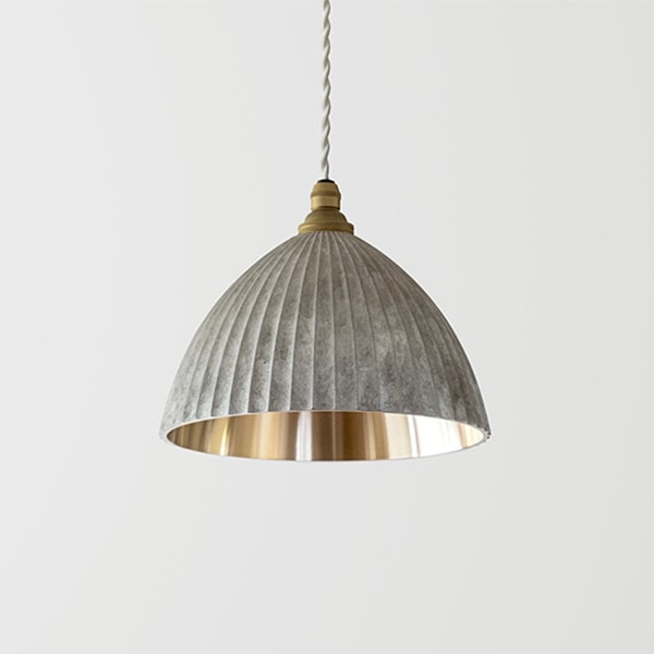 【FUTAGAMI】「ペンダントランプ プリーツ フレア」1灯・銀ムラ（φ150×H140mm）