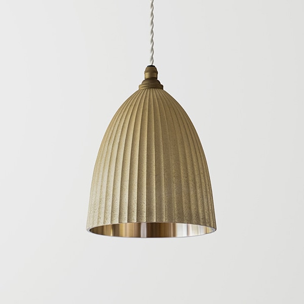 【FUTAGAMI】「ペンダントランプ プリーツ ロング」1灯・鋳肌（φ160×H210mm）