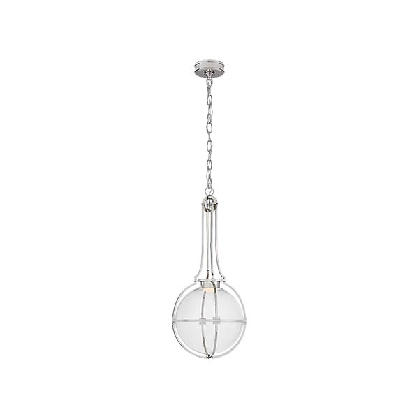 【Visual Comfort】アメリカ・デザイン照明 シャンデリア「Gracie Medium Captured Globe Pendant with Clear Glass」LED・シルバー（W330×H737mm）