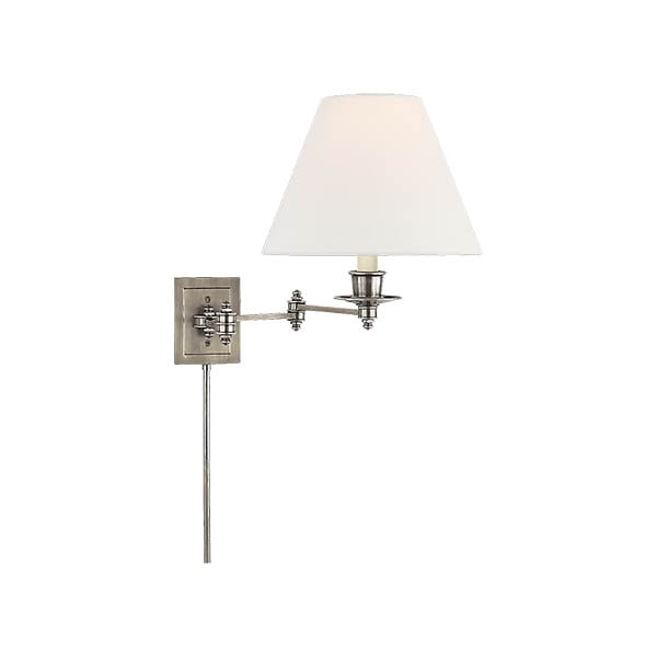 【Visual Comfort】アメリカ・ウォールライト「Triple Swing Arm Wall Lamp」1灯 シルバー（アンティーク）・リネン（W432×D457×H330mm）