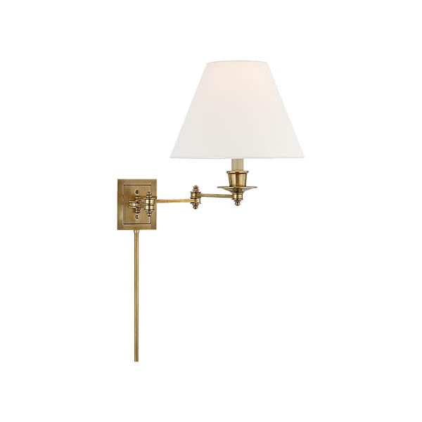 【Visual Comfort】アメリカ・ウォールライト「Triple Swing Arm Wall Lamp」1灯 ゴールド・リネン（W432×D457×H330mm）