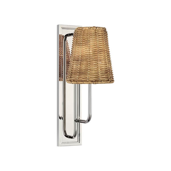 【Visual Comfort】アメリカ・ウォールライト「Rui Sconce」1灯 シルバー・ナチュラルウィッカー（W127×D178×H356mm）