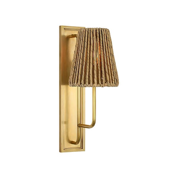【Visual Comfort】アメリカ・ウォールライト「Rui Sconce」1灯 ゴールド・ナチュラルアバカ（W127×D178×H356mm）