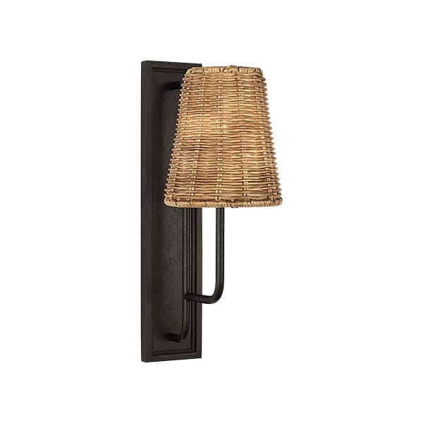 【Visual Comfort】アメリカ・ウォールライト「Rui Sconce」1灯 ブラック・ナチュラルウィッカー（W127×D178×H356mm）