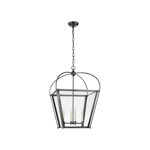 【Visual Comfort】アメリカ・デザイン照明 シャンデリア「Riverside Medium Square Lantern」4灯・ブロンズ（W508×H787mm）