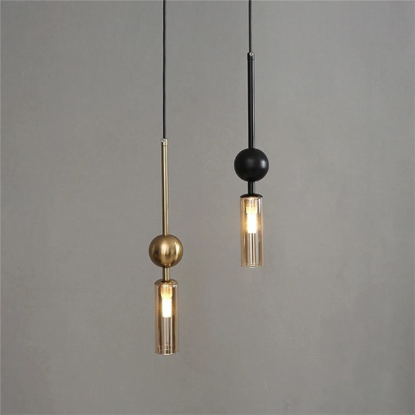 【法人様・店舗様限定】デザイン照明　ガラスシェードペンダントライト　1灯・アンバー（φ40×H350mm）