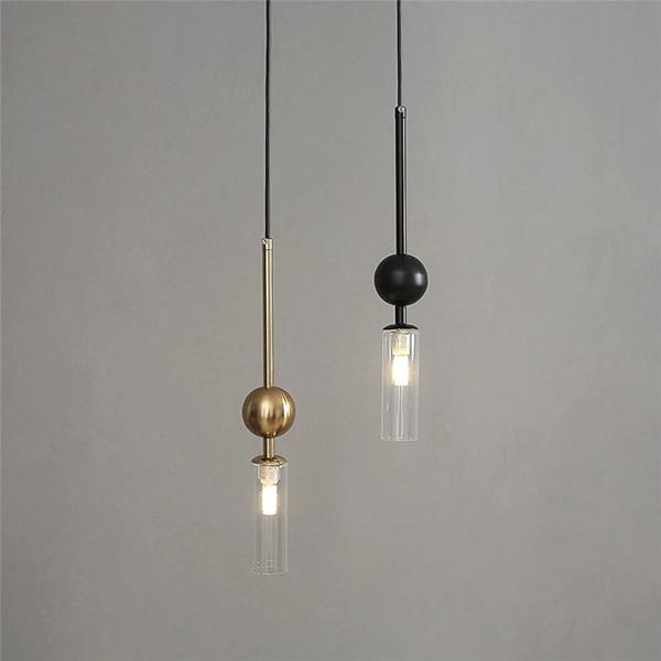 【法人様・店舗様限定】デザイン照明　ガラスシェードペンダントライト　1灯・クリア（φ40×H350mm）