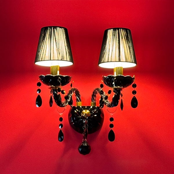 デザイン照明　ガラスウォールシャンデリア　ブラック（W300×D220×H350mm）