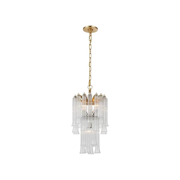【Visual Comfort】アメリカ・デザイン照明 シャンデリア「Lorelei Petite Waterfall Chandelier」4灯・ゴールド（W305×H584mm）