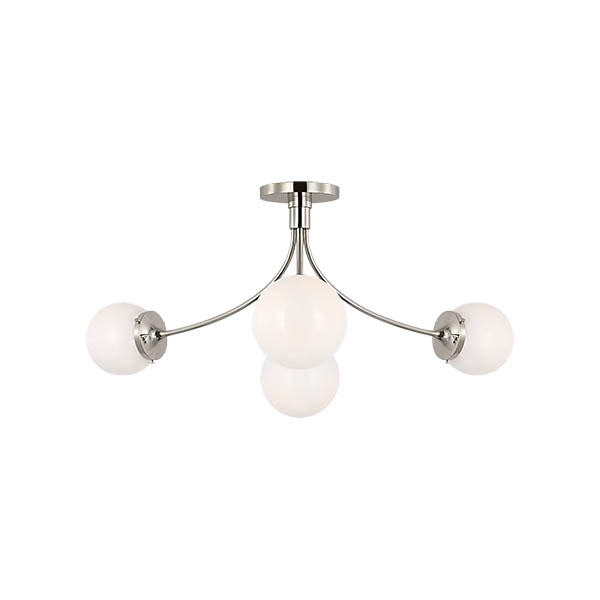 【Visual Comfort】アメリカ・デザイン照明 セミフラッシュ「Prescott Large Semi-Flush Mount」4灯・シルバー・ホワイト（W711×H356mm）