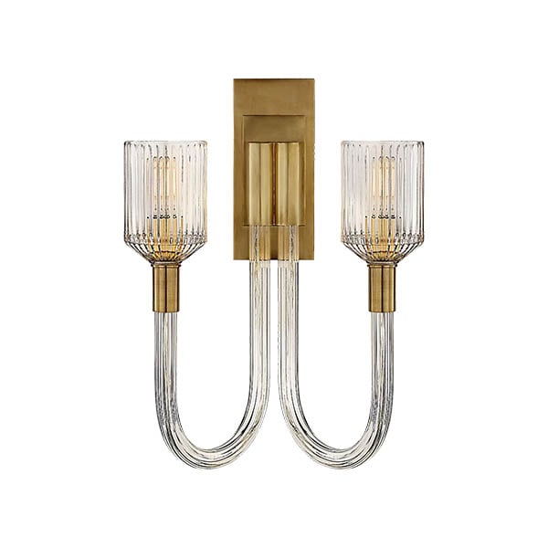 【Visual Comfort】アメリカ・ウォールライト「Reverie Double Sconce」2灯・ゴールド（W356×D178×H482mm）