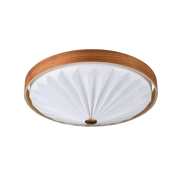 デザイン照明　シーリングライト「WOOD PLEATS CEILING LIGHT」ブラウン（φ500×H170mm）