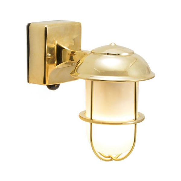 真鍮マリンブラケットライト　くもりガラス＆LEDランプ　1灯（W90×D203m×H204m）