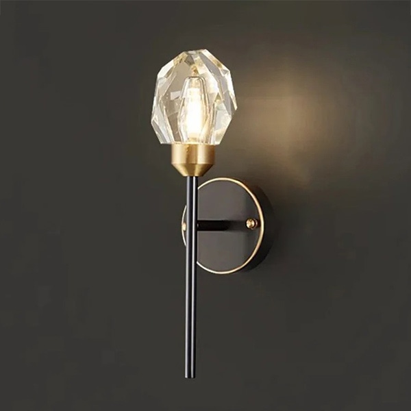 デザイン照明　モダンクリスタルウォールライト　ブラック（W90×H330mm）