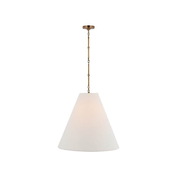 【Visual Comfort】アメリカ・デザイン照明 ペンダントライト「Goodman Large Hanging Lamp」1灯・ゴールド／リネン（W610×H553mm）