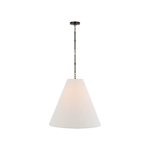 【Visual Comfort】アメリカ・デザイン照明 ペンダントライト「Goodman Large Hanging Lamp」1灯・ブロンズ・ゴールド／リネン（W610×H553mm）