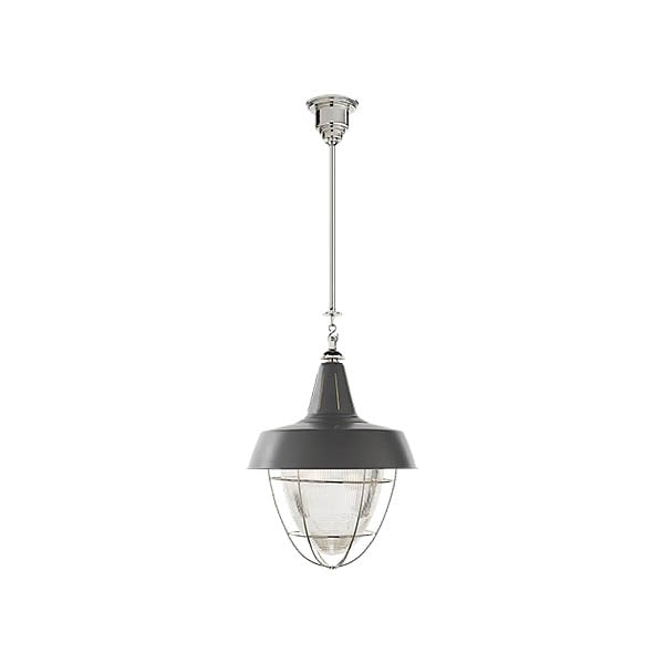 【Visual Comfort】アメリカ・デザイン照明 ペンダントライト「Henry Industrial Hanging Light」2灯・シルバー・グリーン（W457×H610mm）