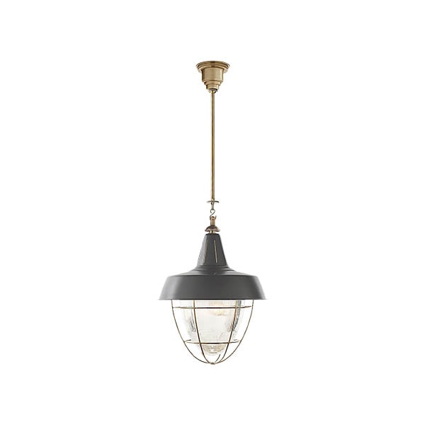 【Visual Comfort】アメリカ・デザイン照明 ペンダントライト「Henry Industrial Hanging Light」2灯・ゴールド・グリーン（W457×H610mm）