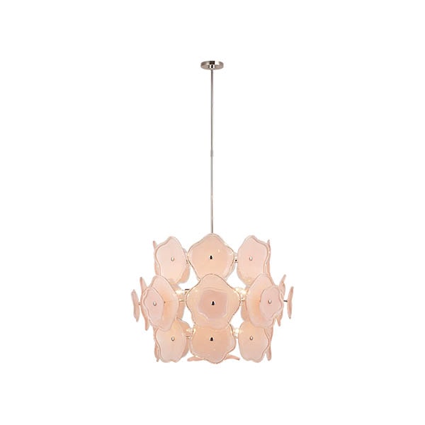 【Visual Comfort】アメリカ・デザイン照明 ペンダントライト「Leighton Large Barrel Chandelier」11灯・シルバー・ピンク（W762×H584mm）