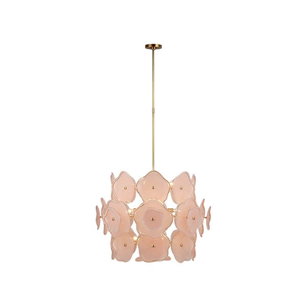 【Visual Comfort】アメリカ・デザイン照明 ペンダントライト「Leighton Large Barrel Chandelier」11灯・ゴールド・ピンク（W762×H584mm）