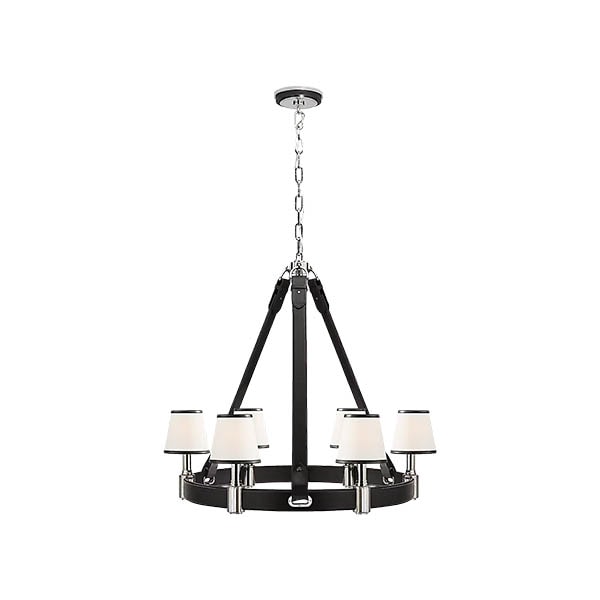 【Visual Comfort】アメリカ・デザイン照明 ペンダントライト「Riley Medium Ring Chandelier」6灯　ブラウン・シルバー（W914×H813mm）