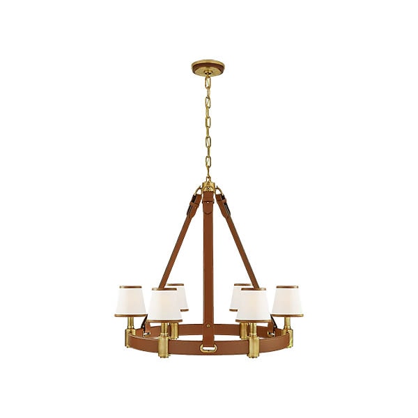 【Visual Comfort】アメリカ・デザイン照明 ペンダントライト「Riley Medium Ring Chandelier」6灯　ナチュラル・ゴールド（W914×H813mm）