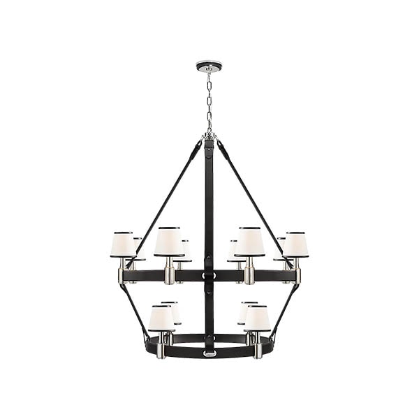 【Visual Comfort】アメリカ・デザイン照明 ペンダントライト「Riley Large Two Tier Chandelier」12灯　ブラウン・シルバー（W1143×H1372mm）