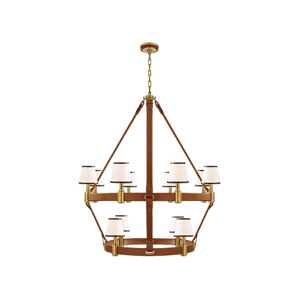 【Visual Comfort】アメリカ・デザイン照明 ペンダントライト「Riley Large Two Tier Chandelier」12灯　ナチュラル・ゴールド（W1143×H1372mm）