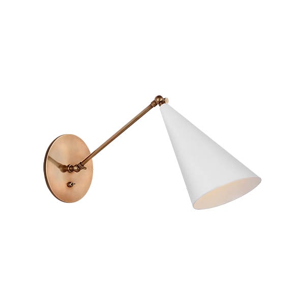 【Visual Comfort】アメリカ・ウォールライト「Clemente Single Arm Library Sconce」1灯 ホワイト（W152×D381〜406×H279〜356mm）
