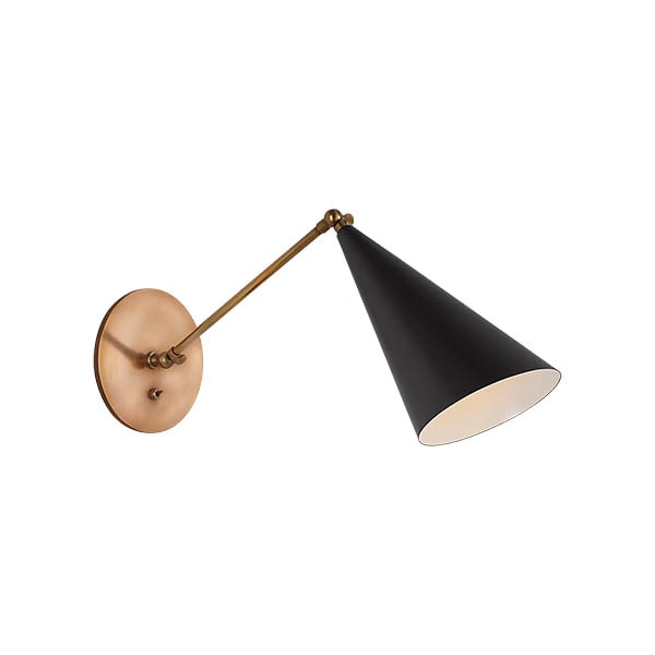 【Visual Comfort】アメリカ・ウォールライト「Clemente Single Arm Library Sconce」1灯 ブラック（W152×D381〜406×H279〜356mm）