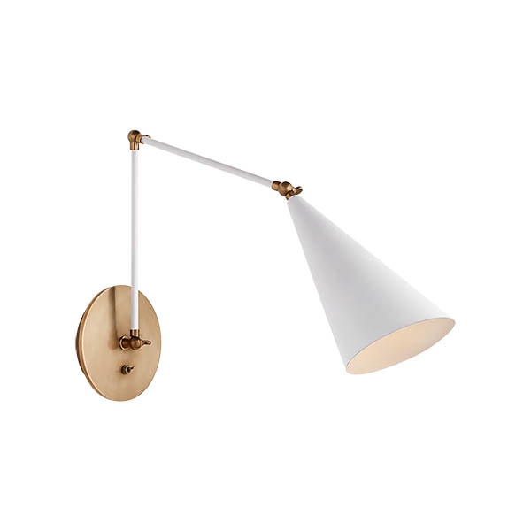 【Visual Comfort】アメリカ・ウォールライト「Clemente Double Arm Library Sconce」1灯 ホワイト（W152×D330〜889×H508〜889mm）