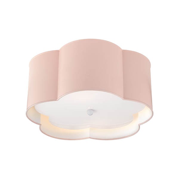 【Visual Comfort】アメリカ・デザイン照明 フラッシュマウント「Bryce Medium Flush Mount」2灯　ピンク（W381×H178mm）