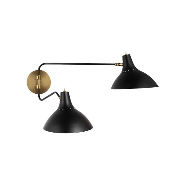 【Visual Comfort】アメリカ・ウォールライト「Charlton Medium Double Wall Light」2灯 ブラック（W229〜1143×D229〜686×H356mm）