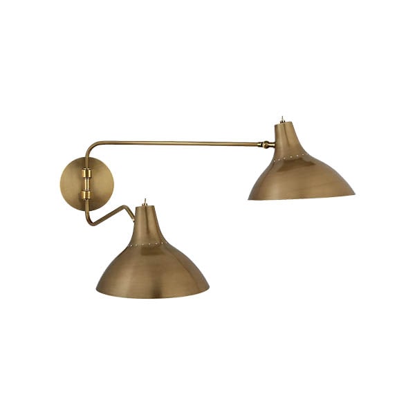 【Visual Comfort】アメリカ・ウォールライト「Charlton Medium Double Wall Light」2灯 ゴールド（W229〜1143×D229〜686×H356mm）