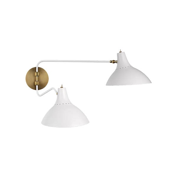 【Visual Comfort】アメリカ・ウォールライト「Charlton Medium Double Wall Light」2灯 ホワイト（W229〜1143×D229〜686×H356mm）