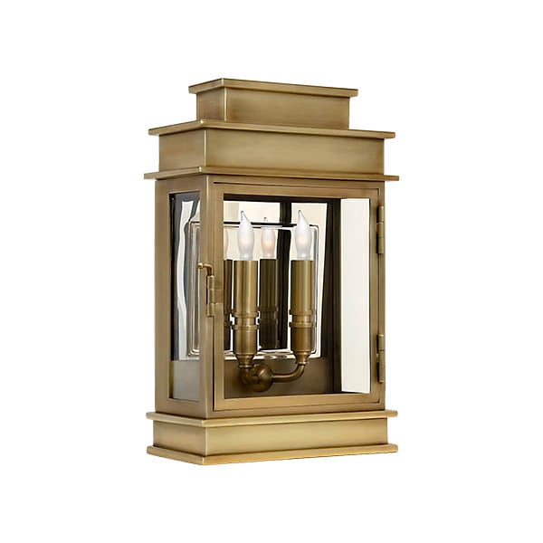 【Visual Comfort】アメリカ・アウトドアウォールライト「Linear Outdoor Lantern Short」2灯 ゴールド（W229×D127×H381mm）