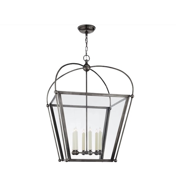 【Visual Comfort】アメリカ・デザイン照明 ペンダントライト「Riverside Large Square Lantern」6灯　ブロンズ（W711×H1067mm）