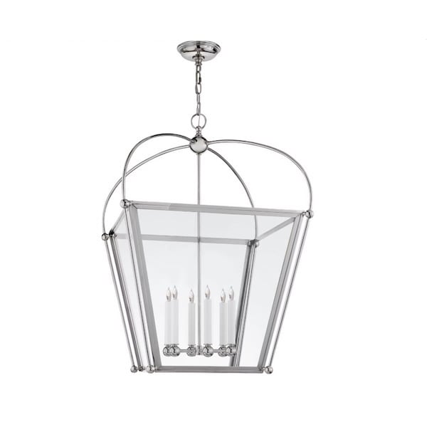 【Visual Comfort】アメリカ・デザイン照明 ペンダントライト「Riverside Large Square Lantern」6灯　シルバー（W711×H1067mm）