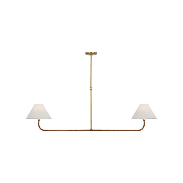 【Visual Comfort】アメリカ・デザイン照明 ペンダントライト「Basden Extra Large Linear Chandelier」2灯　ゴールド・ナチュラル（W1600×H559mm）