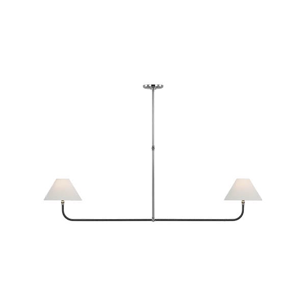 【Visual Comfort】アメリカ・デザイン照明 ペンダントライト「Basden Extra Large Linear Chandelier」2灯　シルバー・ブラック（W1600×H559mm）