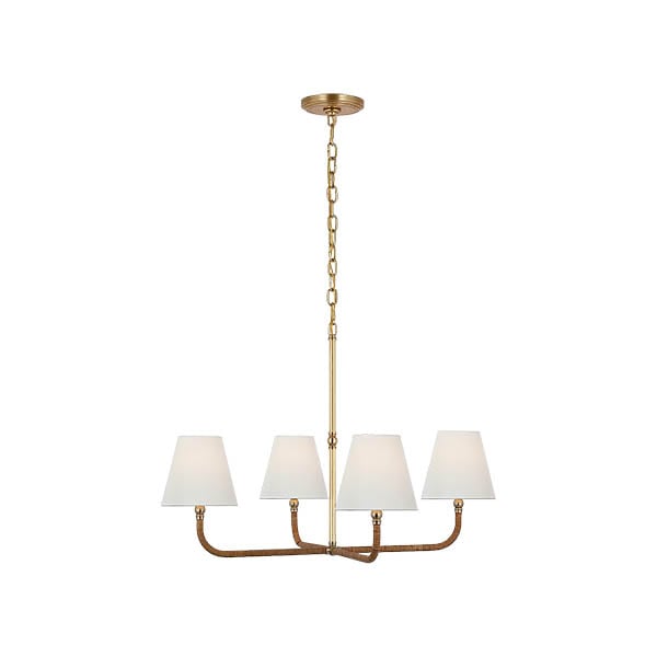 【Visual Comfort】アメリカ・デザイン照明 ペンダントライト「Basden Medium Single Tier Chandelier」4灯　ゴールド・ナチュラル（W813×H559mm）