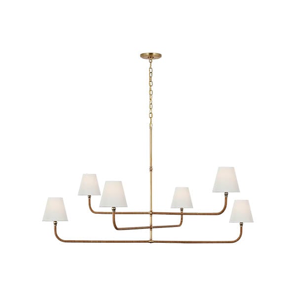 【Visual Comfort】アメリカ・デザイン照明 ペンダントライト「Basden Grande Three Tier Chandelier」6灯　ゴールド・ナチュラル（W1524×H864mm）